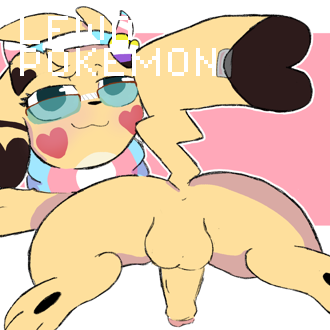 A pikachu showing off her soft plump butt!
It also has the following text:
LEWD
POKEMON
 