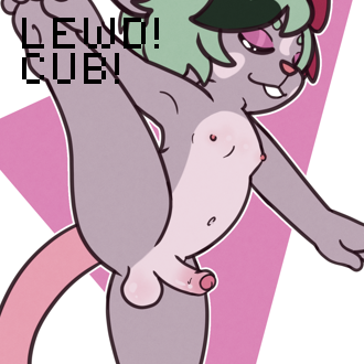 ky doing a big stretch where she lifts her leg up and grabs it with he... (continued inside the page)
It also has the following text:
LEWD!
CUB!
 