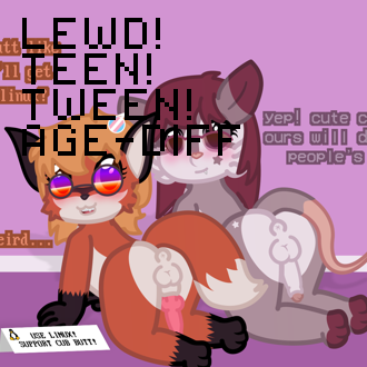 a tween xenia with braces is showing off her butt right next to ibly (... (continued inside the page)
It also has the following text:
LEWD!
TEEN!
TWEEN!
AGE-DIFF
 