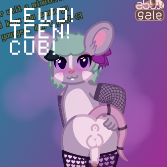 A naked mouse shows off her butt, and says 'hey cutie, like what you s... (continued inside the page)
It also has the following text:
LEWD!
TEEN!
CUB!
 