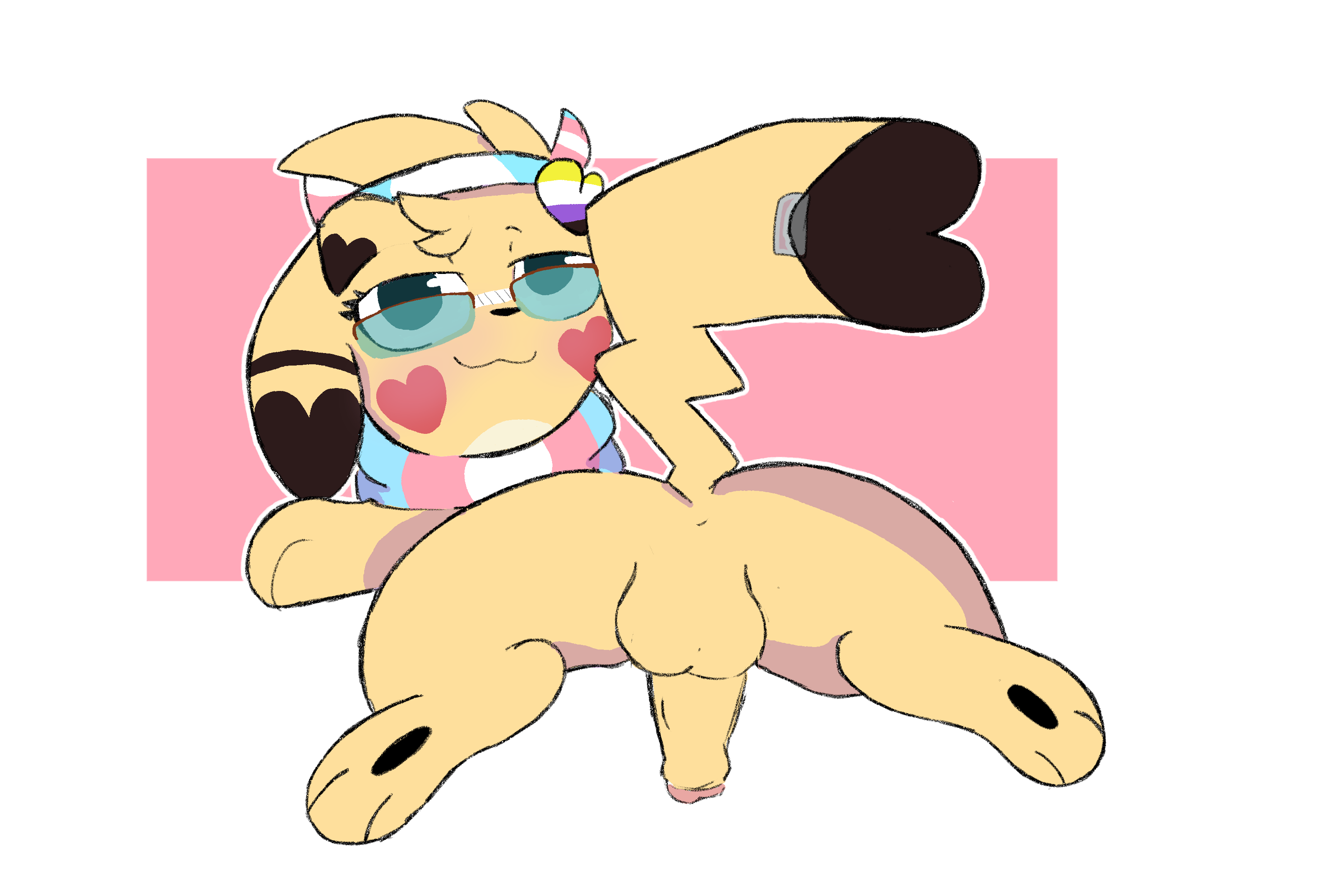 A pikachu showing off her soft plump butt!