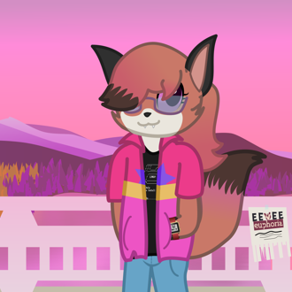 A fox is walking on a bridge, in the background are very vibrant trees... (continued inside the page) 
