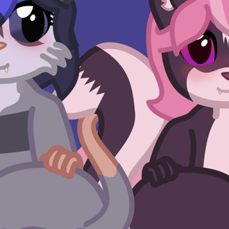 A possum and a skunk are showing off their cute butts to you! 