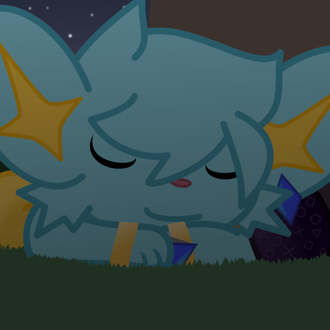 A shinx is sleeping peacefully under a tree during the night. A shooti... (continued inside the page) 